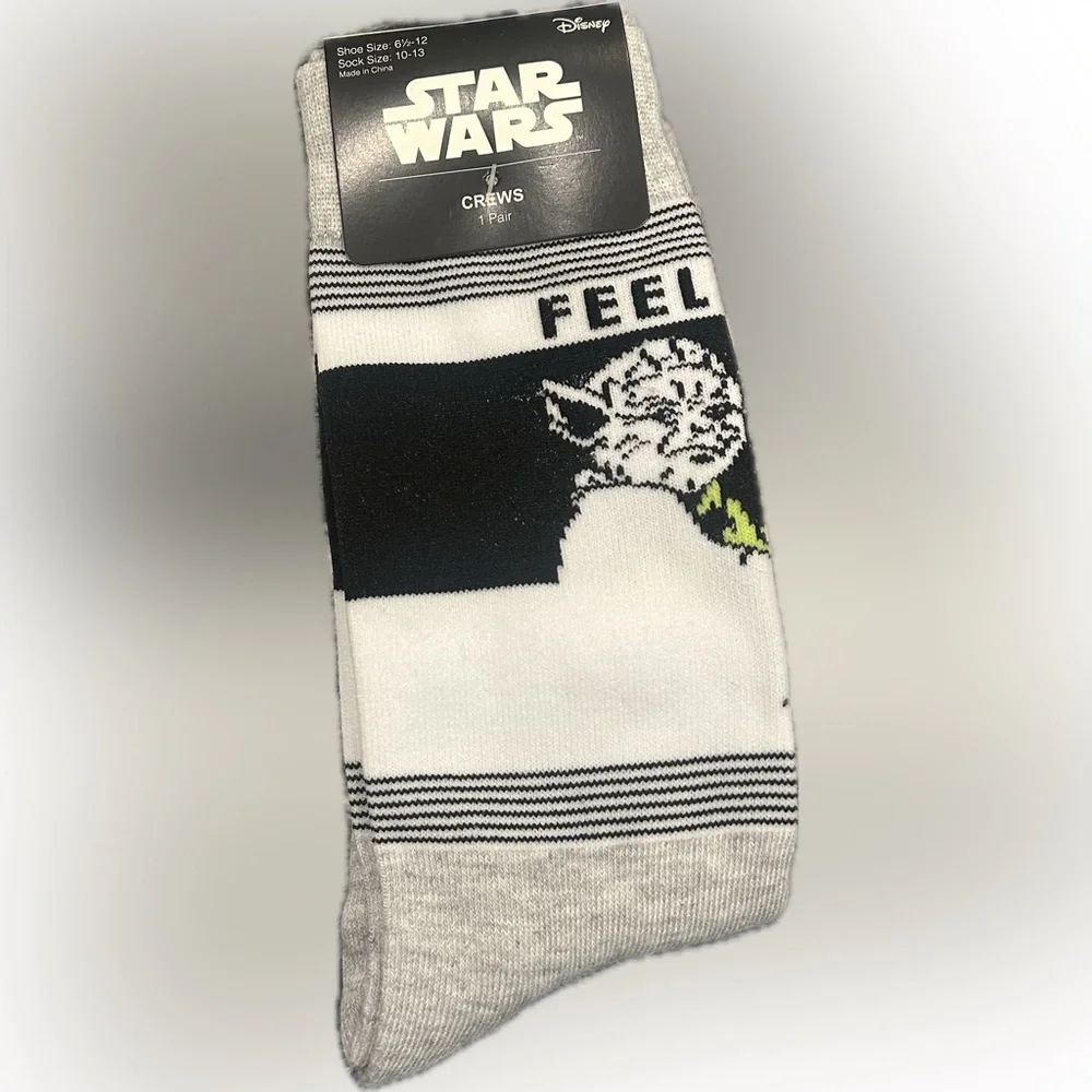 Disney Star Wars Feel the Force Yoda Crew Socks | NWT | O/S Unisex Adult